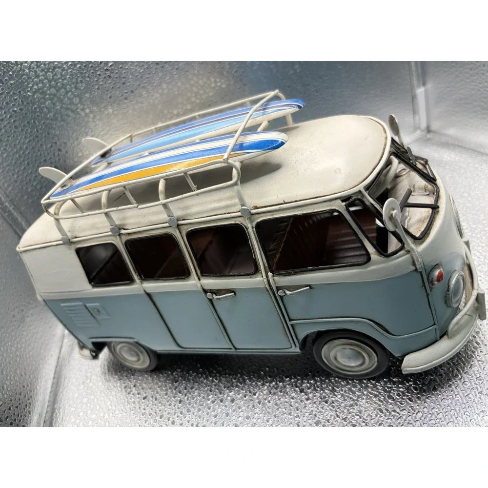 1960's VW Volkswagen Combi Mini Bus Handmade Metal Sculpture Light blue surf